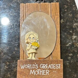 Vintage Brown and Yellow World's Greatest Mother Plaque